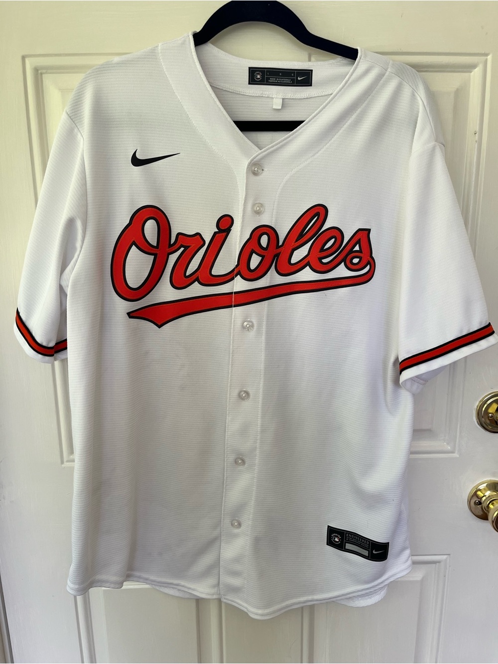 Nike Men’s Large White Baseball Jersey Santander 25 Sports Outdoor Fan